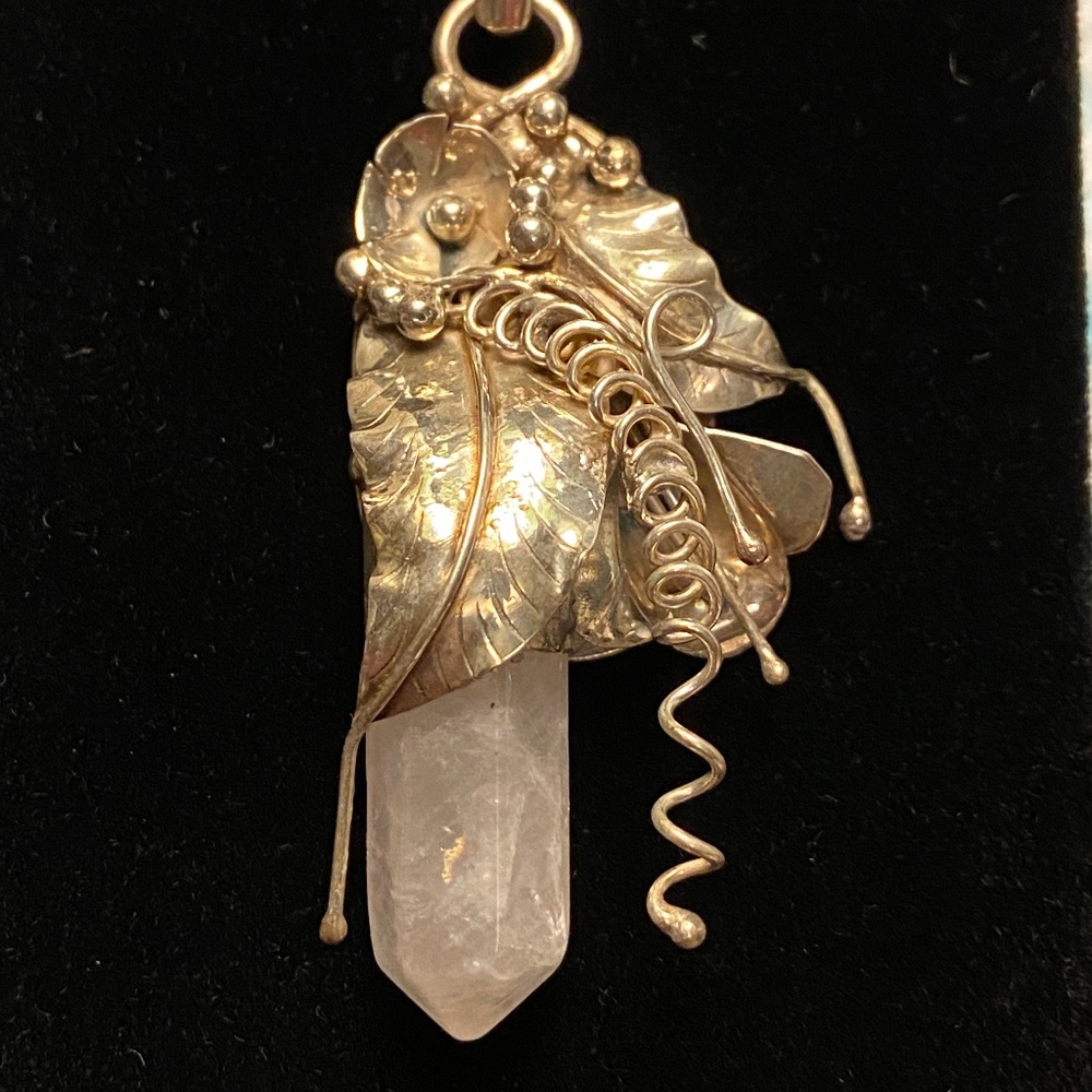 Rose Quartz Silver Pendant
